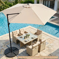 10 FT Cantilever Patio Umbrella with 360° Rotation for Garden-Beige - Beige - Outdoor Umbrellas