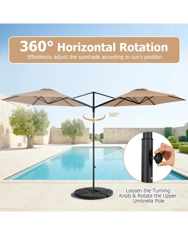 10 FT Cantilever Patio Umbrella with 360° Rotation for Garden-Tan - Tan - Outdoor Umbrellas
