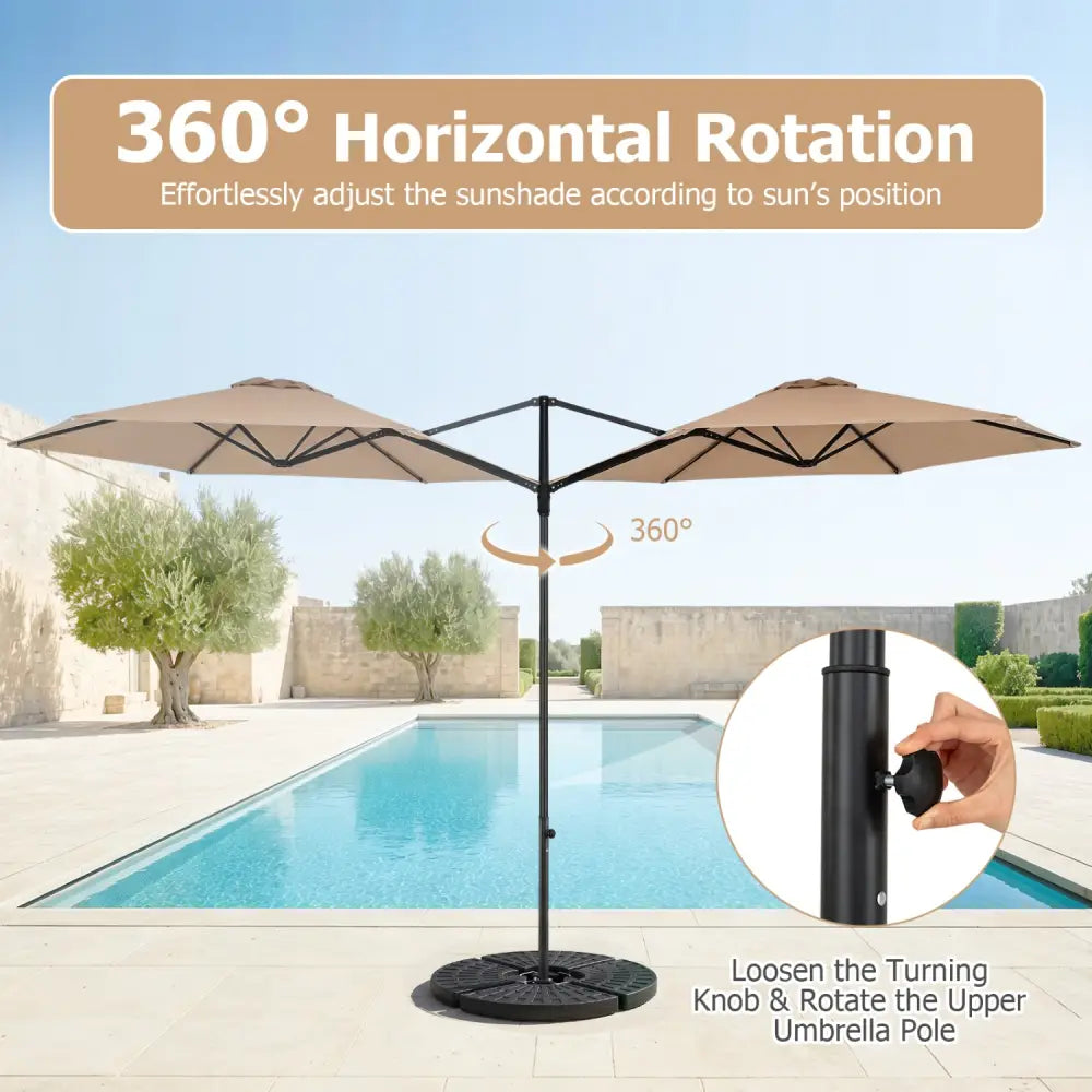 10 FT Cantilever Patio Umbrella with 360° Rotation for Garden-Tan - Tan - Outdoor Umbrellas