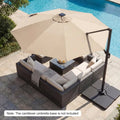 10 FT Cantilever Patio Umbrella with Solar LED Lights 360° Rotation-Beige - Beige - Outdoor Umbrellas