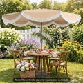 10 FT Outdoor Tassel Umbrella with Push Button Tilt-White - Beige - Outdoor Umbrellas