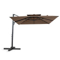 10 FT Patio Cantilever Umbrella with 360° Rotation and 8 Sturdy Ribs for Backyard-Tan - Tan - Outdoor Umbrellas