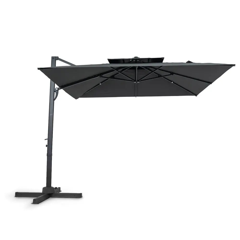 10 FT Patio Cantilever Umbrella with 360° Rotation and 8 Sturdy Ribs for Backyard-Gray - Gray - Outdoor Umbrellas