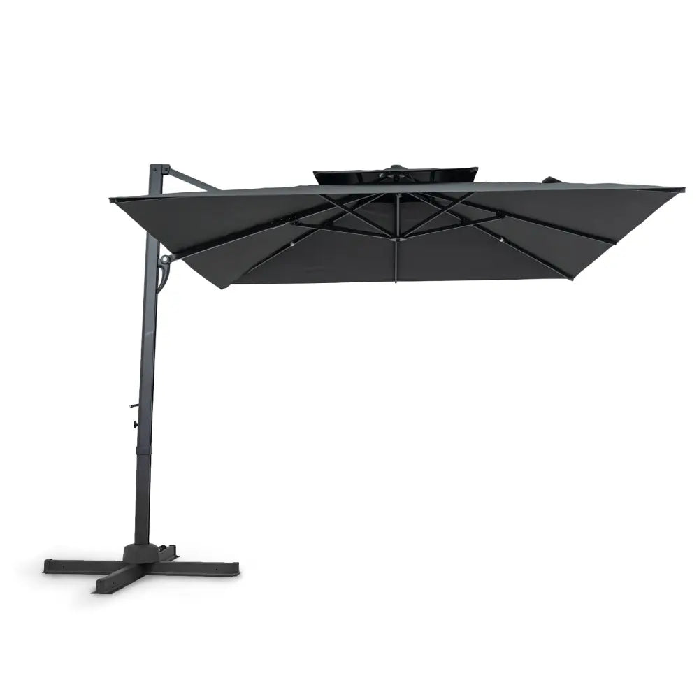 10 FT Patio Cantilever Umbrella with 360° Rotation and 8 Sturdy Ribs for Backyard-Gray - Gray - Outdoor Umbrellas