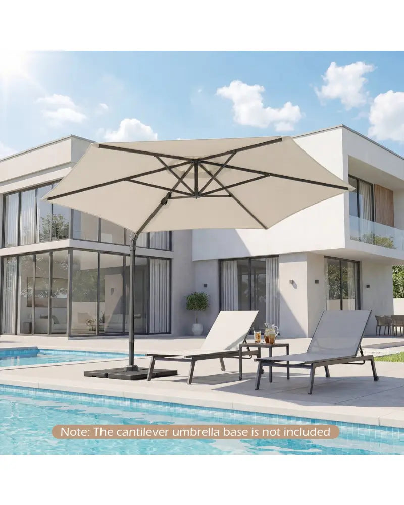 10 FT Patio Cantilever Umbrella with 360° Rotation and Air Vent for Backyard and Poolside-Beige - Beige - Outdoor
