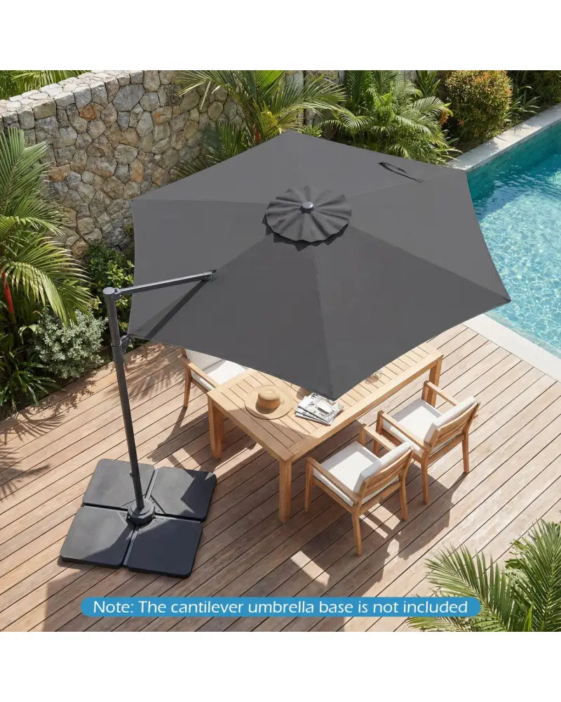 10 FT Patio Cantilever Umbrella with 360° Rotation and Air Vent for Backyard and Poolside-Gray - Gray - Outdoor