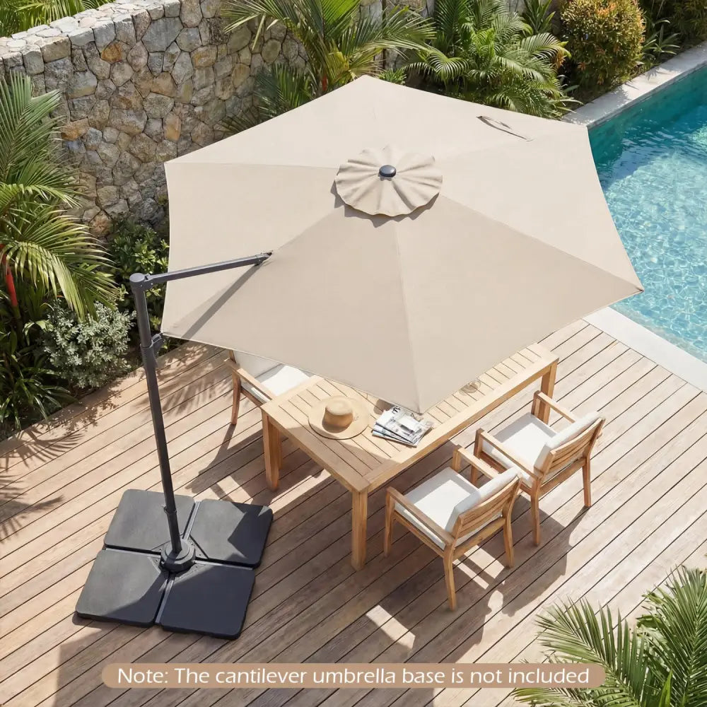 10 FT Patio Cantilever Umbrella with 360° Rotation and Air Vent for Backyard and Poolside-Beige - Beige - Outdoor