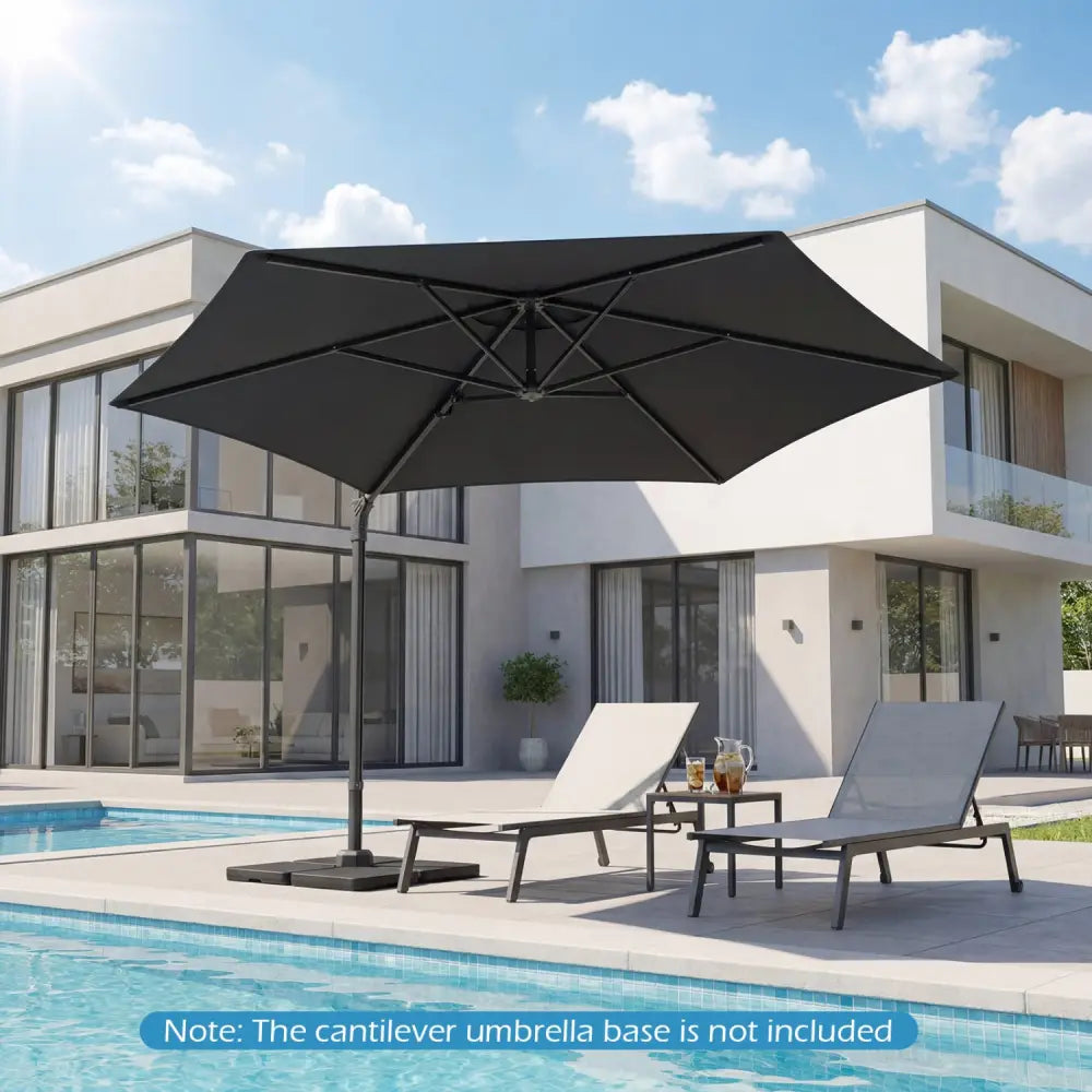 10 FT Patio Cantilever Umbrella with 360° Rotation and Air Vent for Backyard and Poolside-Gray - Gray - Outdoor