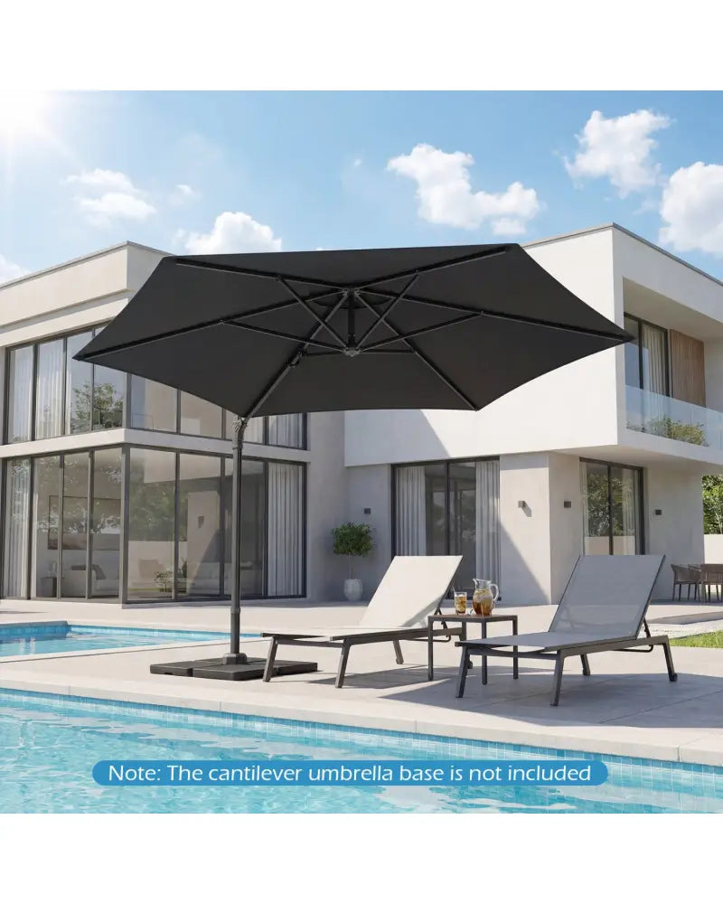 10 FT Patio Cantilever Umbrella with 360° Rotation and Air Vent for Backyard and Poolside-Gray - Gray - Outdoor