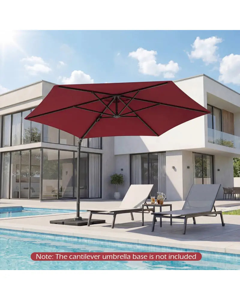 10 FT Patio Cantilever Umbrella with 360° Rotation and Air Vent for Backyard and Poolside-Wine - Wine - Outdoor
