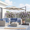 10 FT Patio Cantilever Umbrella with 360° Rotation and Air Vent for Backyard and Poolside-Beige - Beige - Outdoor