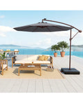 10 Ft Patio Umbrella Offset Cantilever Umbrella with 40 Solar Powered Lights-Gray - Gray - Outdoor Umbrellas