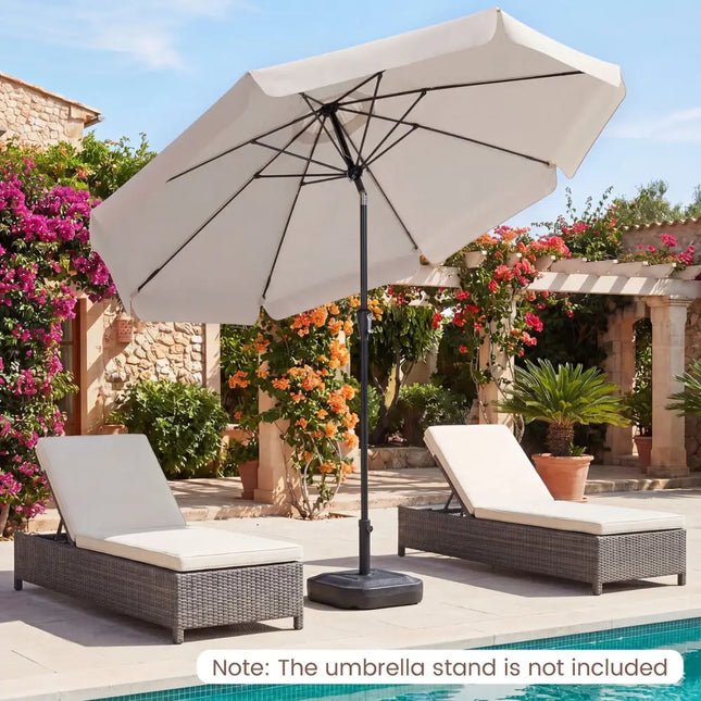 10 FT Scalloped Patio Umbrella with Push Button Tilt and 8 Fiberglass Ribs-Beige - Beige - Outdoor Umbrellas