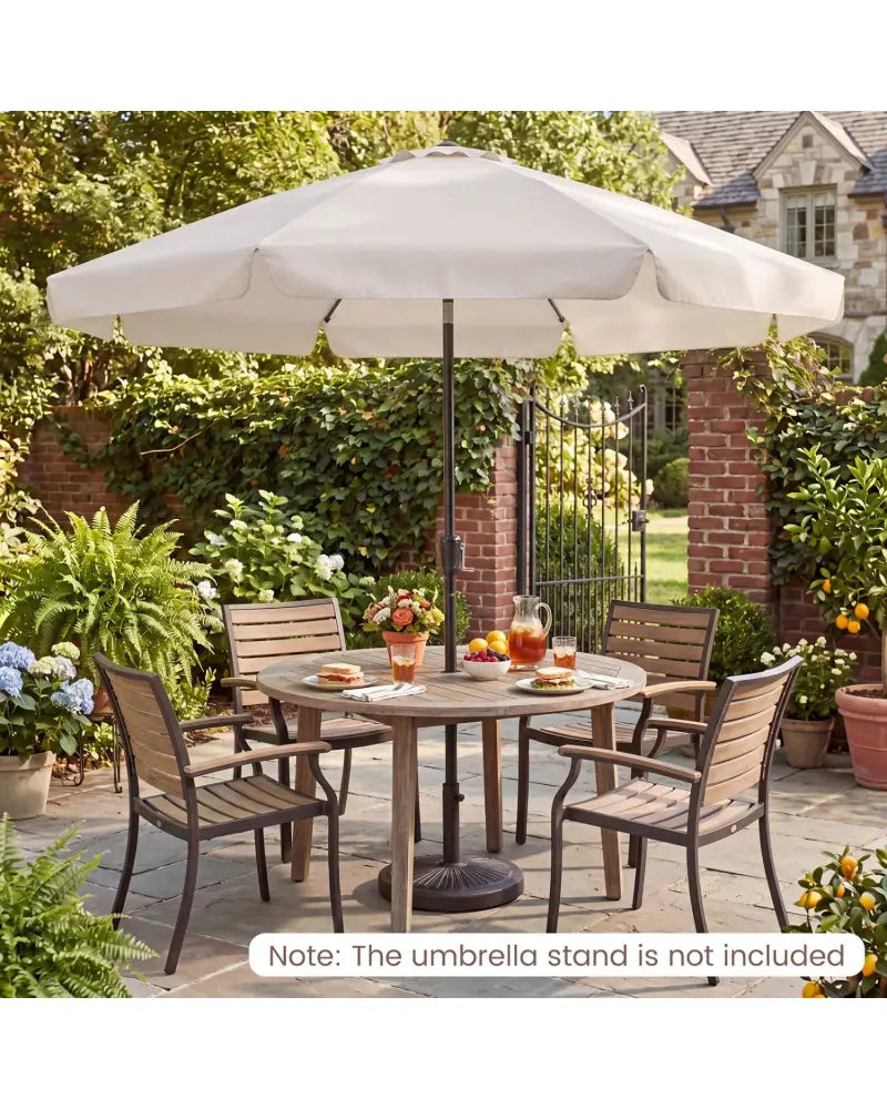 10 FT Scalloped Patio Umbrella with Push Button Tilt and 8 Fiberglass Ribs-Beige - Beige - Outdoor Umbrellas