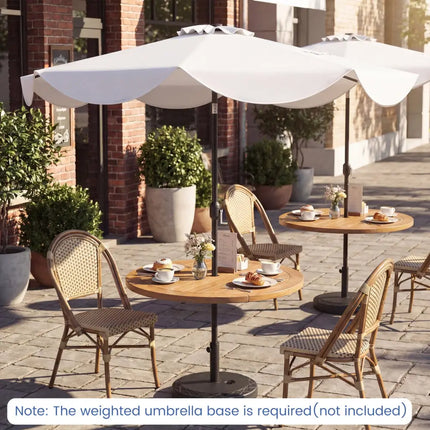 10 FT Scalloped Solar Patio Umbrella with 24 LED Lights and Tilt Adjustment-Beige - Beige - Outdoor Umbrellas