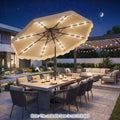 10 FT Solar LED Patio Umbrella for Deck and Pool-Beige - Beige - Outdoor Umbrellas