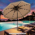 10 FT Solar LED Patio Umbrella for Deck and Pool-Brown - Brown - Outdoor Umbrellas
