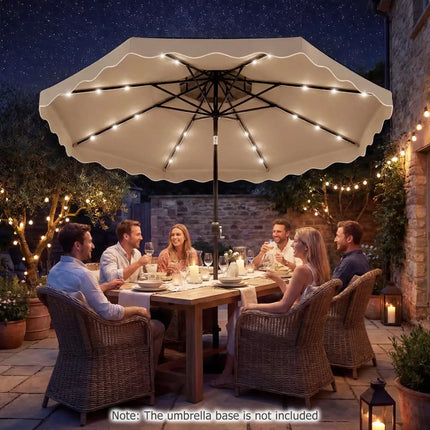 10 FT Solar LED Patio Umbrella for Deck and Pool-Brown - Brown - Outdoor Umbrellas