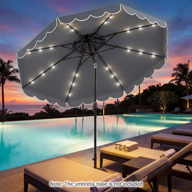 10 FT Solar LED Patio Umbrella for Deck and Pool-Gray - Gray - Outdoor Umbrellas