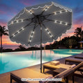 10 FT Solar LED Patio Umbrella for Deck and Pool-Gray - Gray - Outdoor Umbrellas