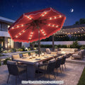 10 FT Solar LED Patio Umbrella for Deck and Pool-Red - Red - Outdoor Umbrellas