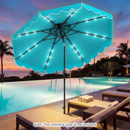 10 FT Solar LED Patio Umbrella for Deck and Pool-Turquoise - Turquoise - Outdoor Umbrellas