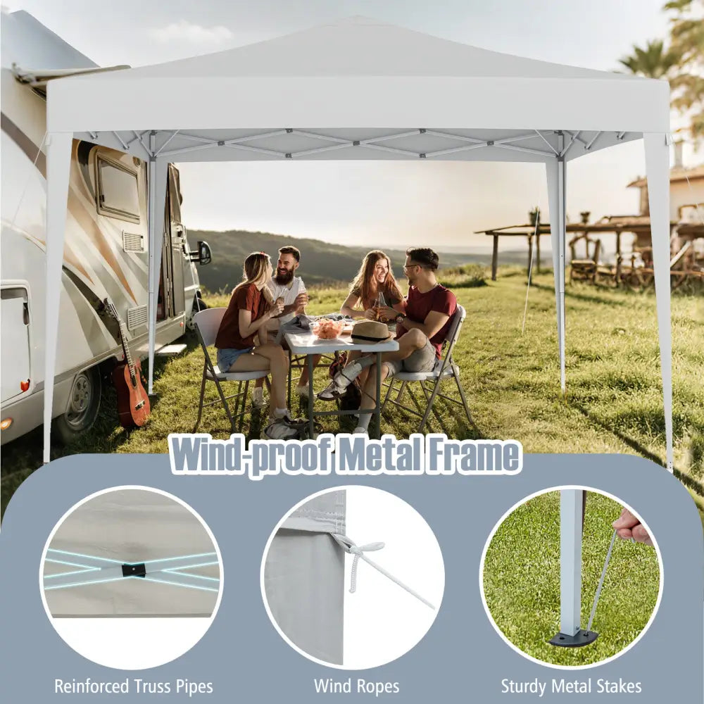 10 FT x 10 FT Pop-Up Canopy Tent Easy Setup Instant Folding Shelter with Mesh Netting-Beige - Beige - Canopies