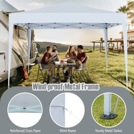 10 FT x 10 FT Pop-Up Canopy Tent Easy Setup Instant Folding Shelter with Mesh Netting-White - White - Canopies