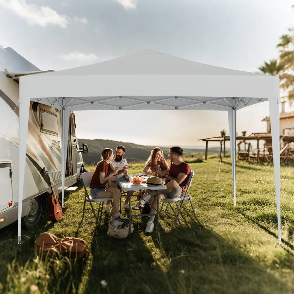 10 FT x 10 FT Pop-Up Canopy Tent Easy Setup Instant Folding Shelter with Mesh Netting-Beige - Beige - Canopies