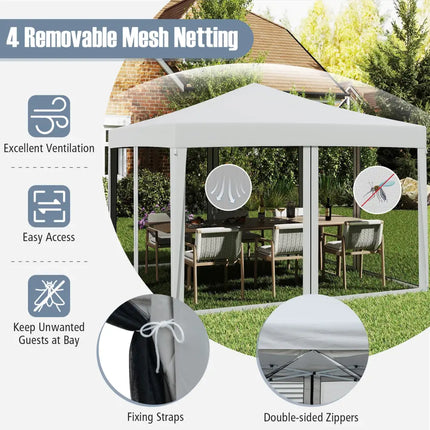 10 FT x 10 FT Pop-Up Canopy Tent Easy Setup Instant Folding Shelter with Mesh Netting-Beige - Beige - Canopies