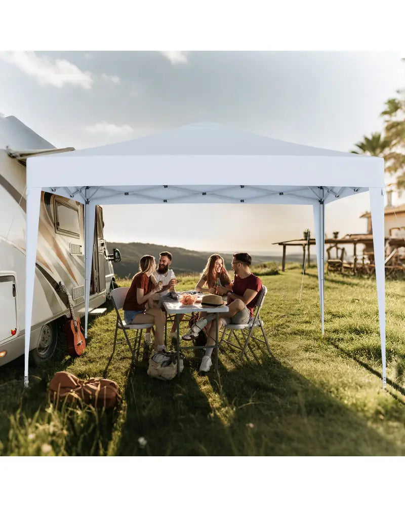 10 FT x 10 FT Pop-Up Canopy Tent Easy Setup Instant Folding Shelter with Mesh Netting-White - White - Canopies