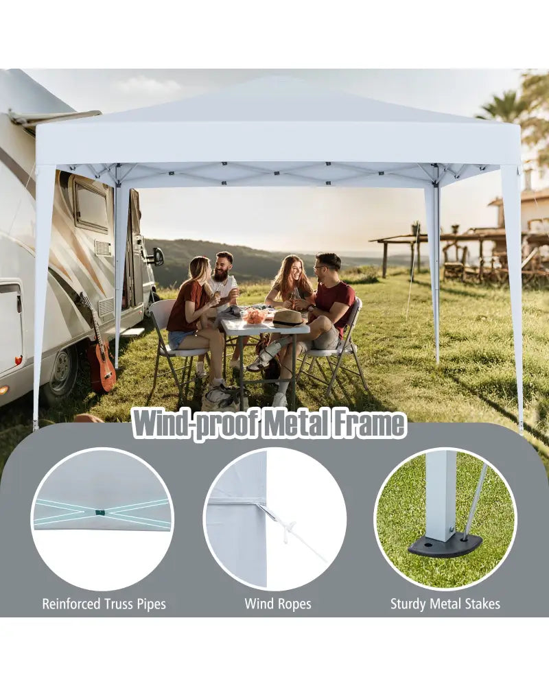 10 FT x 10 FT Pop-Up Canopy Tent Easy Setup Instant Folding Shelter with Mesh Netting-White - White - Canopies