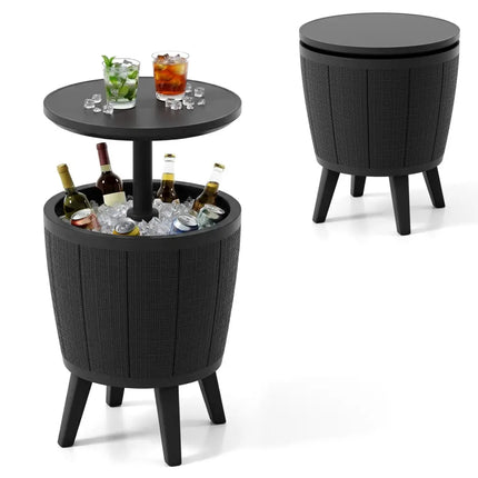 10 Gallon Beer and Wine Cooler with Lift and Drainage Plug - Black - Oasis Home Essentials
