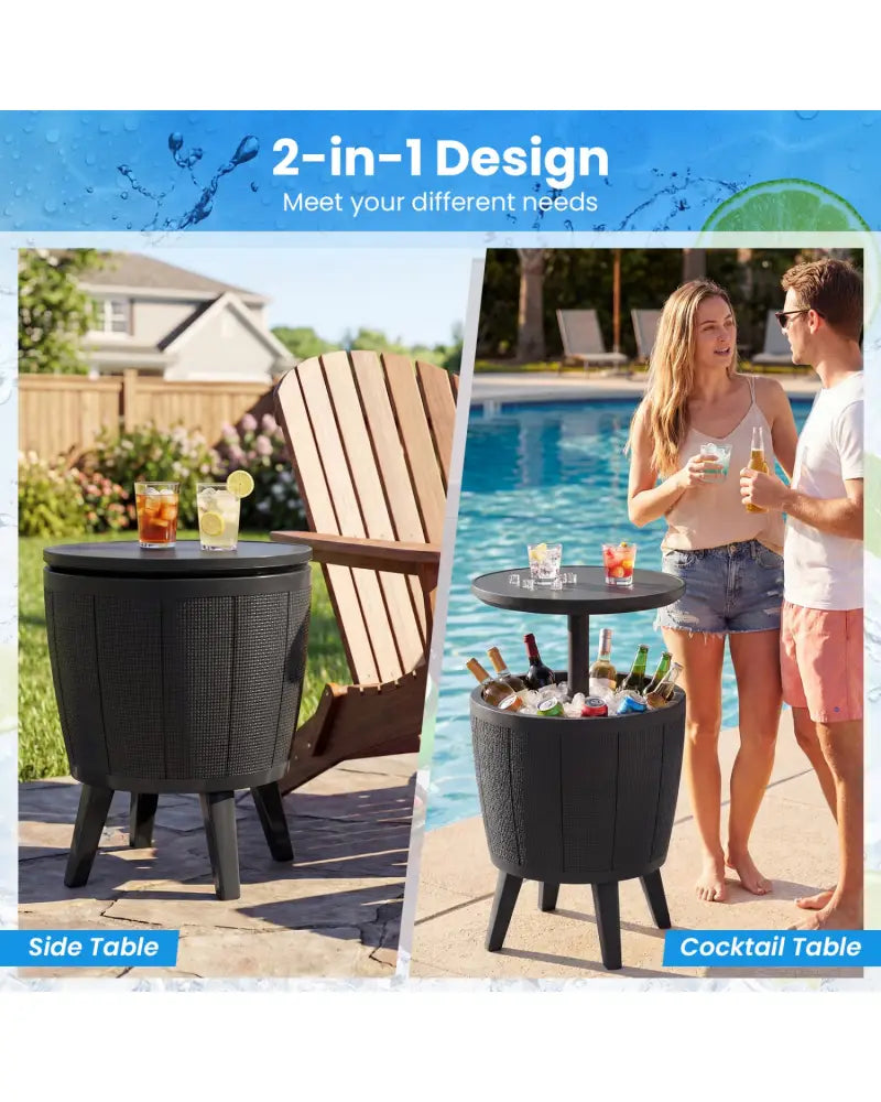 10 Gallon Beer and Wine Cooler with Lift-Top and Drainage Plug-Black - Black - Coolers