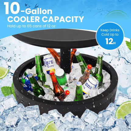 10 Gallon Beer and Wine Cooler with Lift-Top and Drainage Plug-Black - Black - Coolers