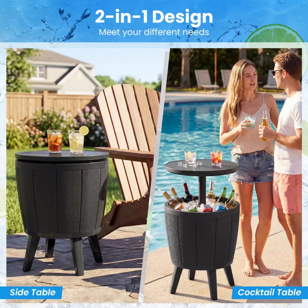 10 Gallon Beer and Wine Cooler with Lift-Top and Drainage Plug-Black - Black - Coolers