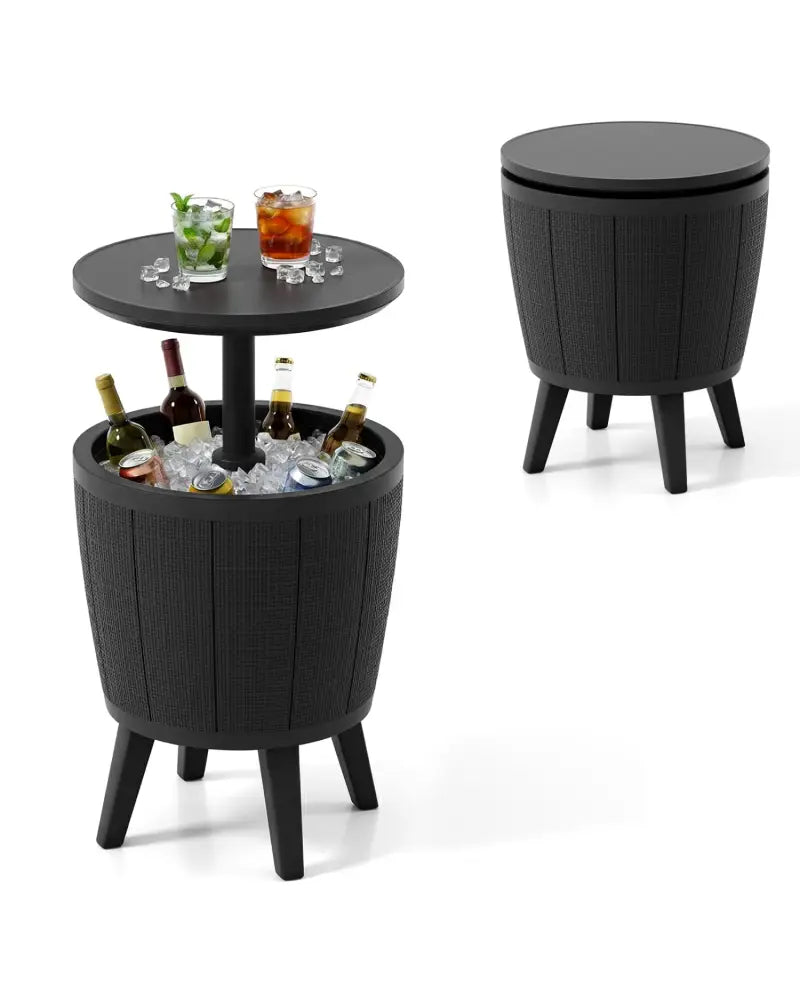 10 Gallon Beer and Wine Cooler with Lift-Top and Drainage Plug-Black - Black - Coolers