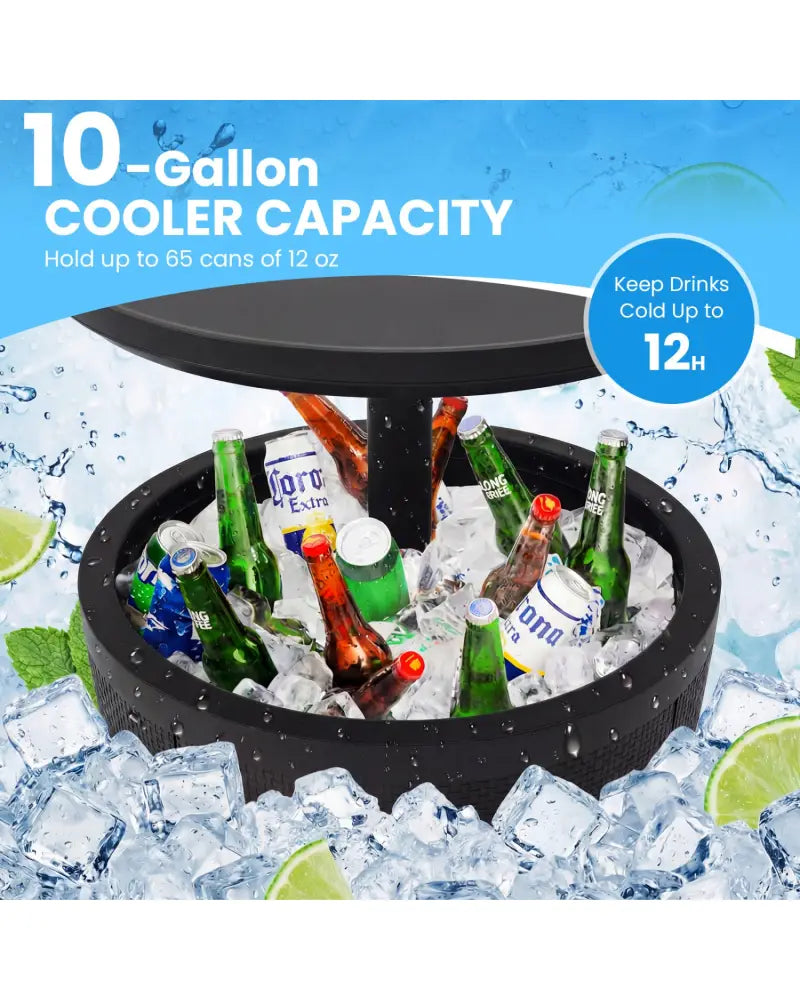 10 Gallon Beer and Wine Cooler with Lift-Top and Drainage Plug-Black - Black - Coolers
