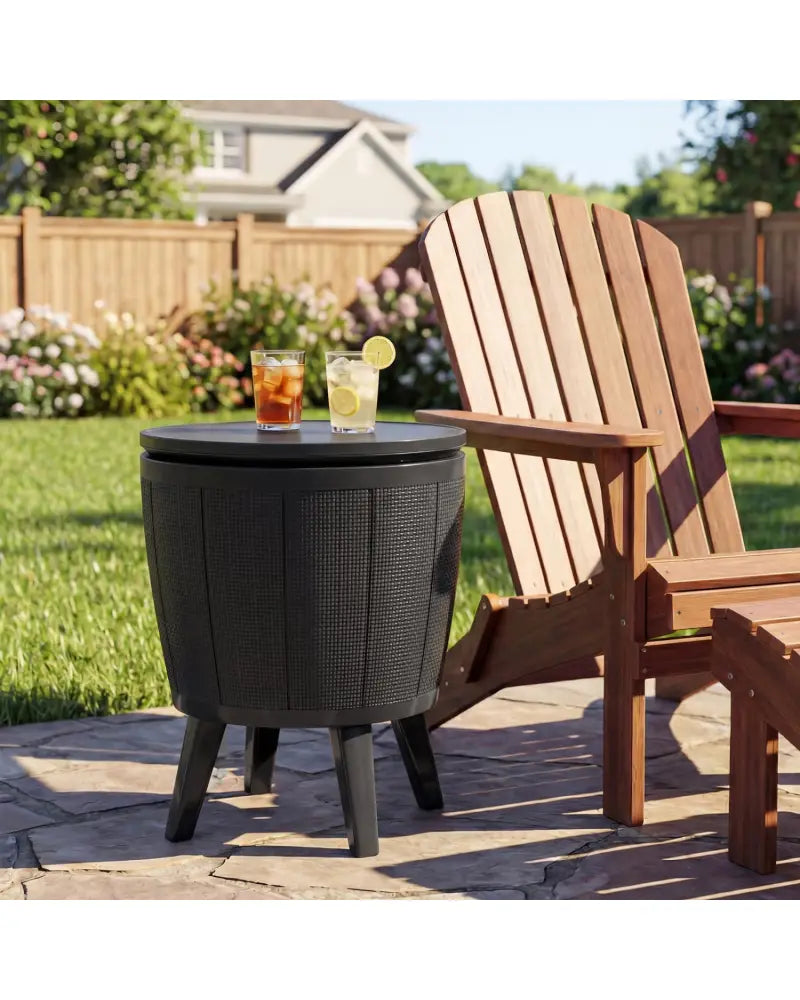 10 Gallon Beer and Wine Cooler with Lift-Top and Drainage Plug-Black - Black - Coolers