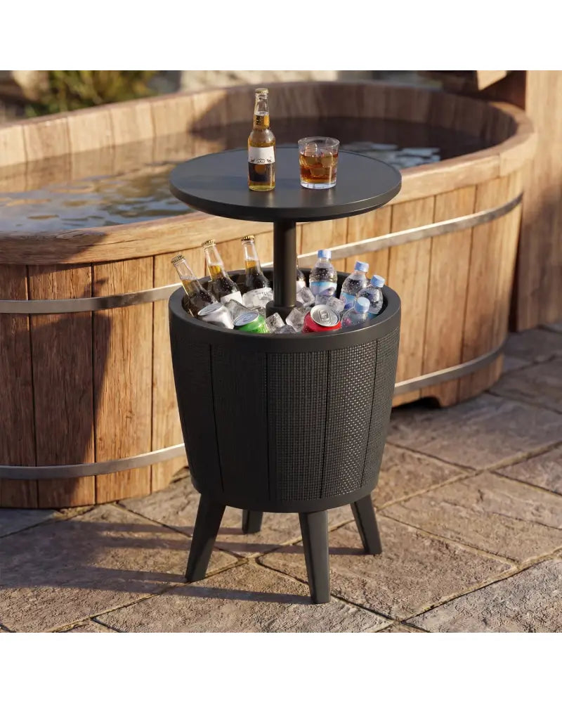 10 Gallon Beer and Wine Cooler with Lift-Top and Drainage Plug-Black - Black - Coolers
