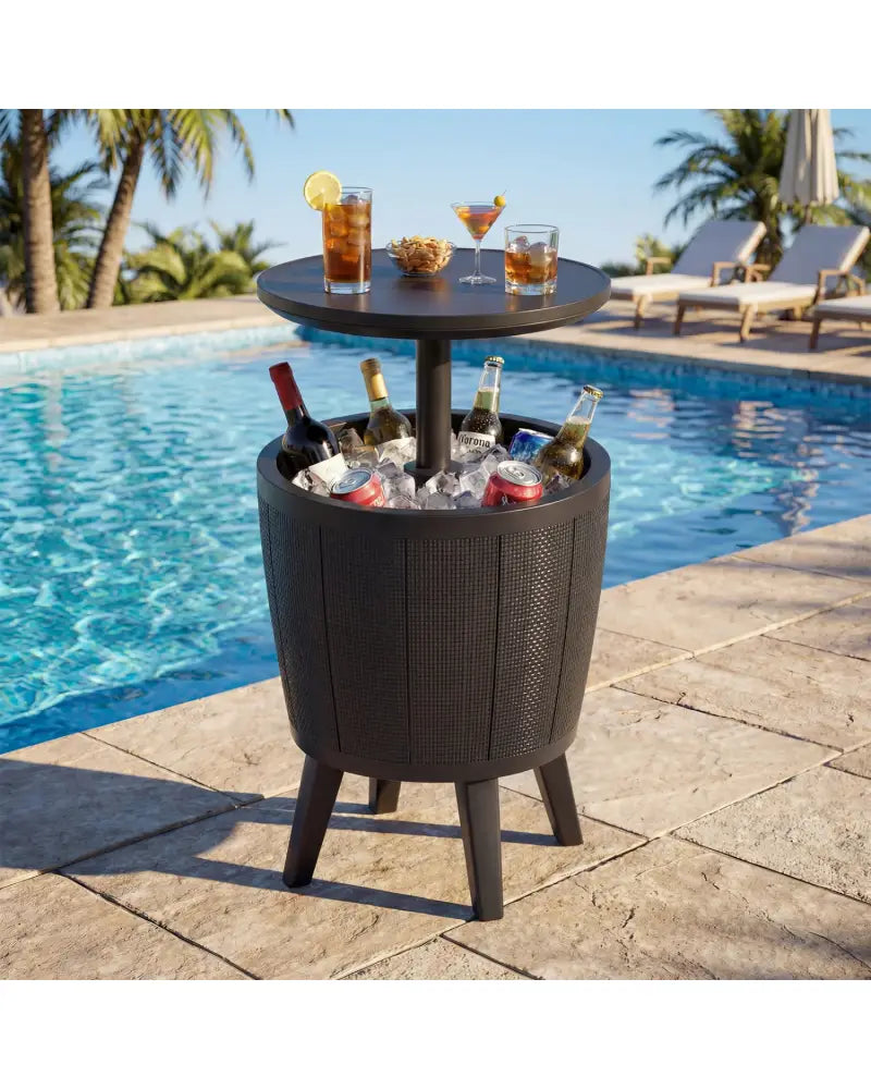 10 Gallon Beer and Wine Cooler with Lift-Top and Drainage Plug-Black - Black - Coolers