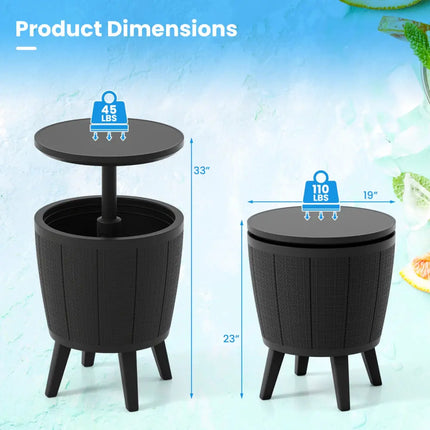 10 Gallon Beer and Wine Cooler with Lift-Top and Drainage Plug-Black - Black - Coolers