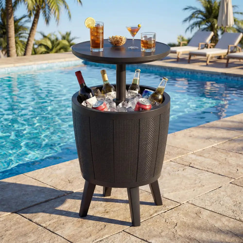 10 Gallon Beer and Wine Cooler with Lift-Top and Drainage Plug-Black - Black - Coolers