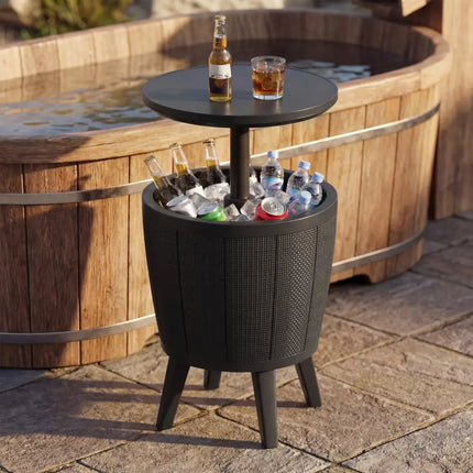 10 Gallon Beer and Wine Cooler with Lift-Top and Drainage Plug-Black - Black - Coolers