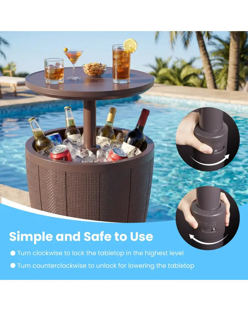 10 Gallon Beer and Wine Cooler with Lift-Top and Drainage Plug-Brown - Brown - Coolers