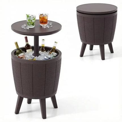 10 Gallon Beer and Wine Cooler with Lift-Top and Drainage Plug-Brown - Brown - Coolers