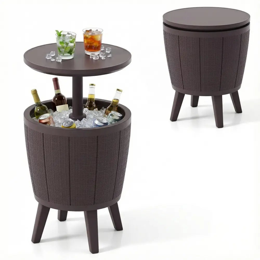 10 Gallon Beer and Wine Cooler with Lift-Top and Drainage Plug-Brown - Brown - Coolers