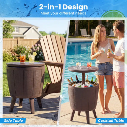 10 Gallon Beer and Wine Cooler with Lift-Top and Drainage Plug-Brown - Brown - Coolers