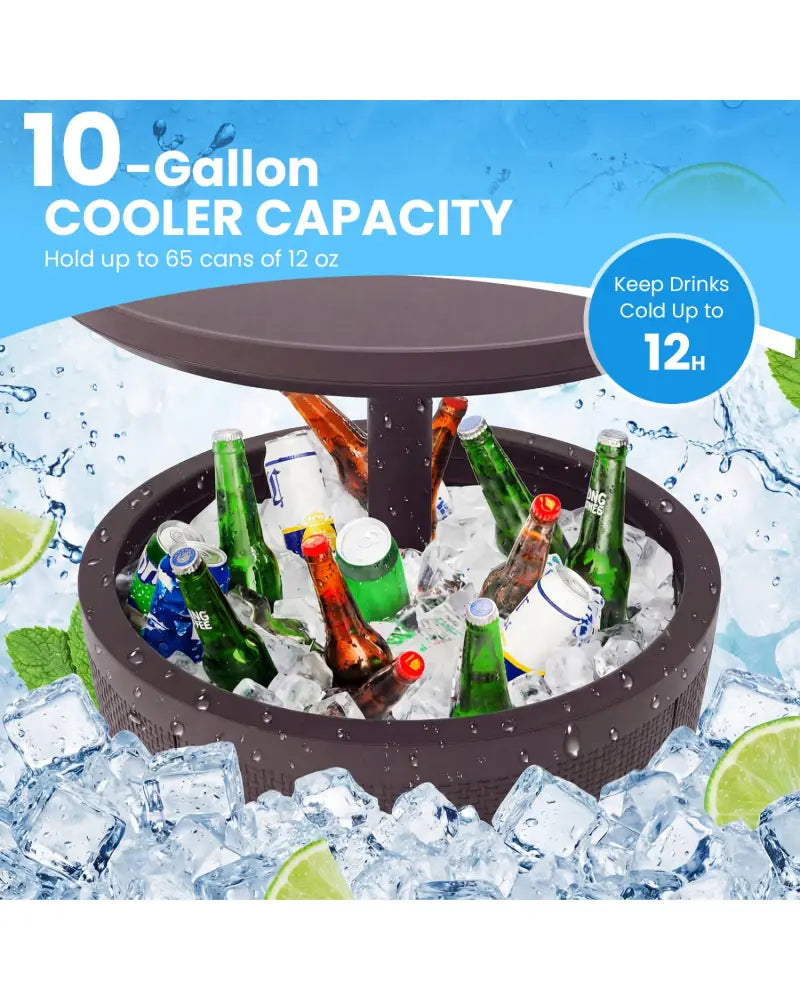10 Gallon Beer and Wine Cooler with Lift-Top and Drainage Plug-Brown - Brown - Coolers