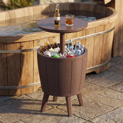 10 Gallon Beer and Wine Cooler with Lift-Top and Drainage Plug-Brown - Brown - Coolers